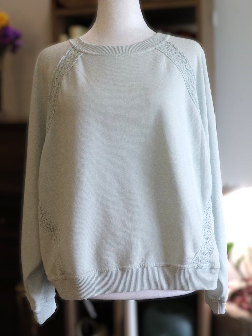 Mint-colored crewneck pullover, NWY, L